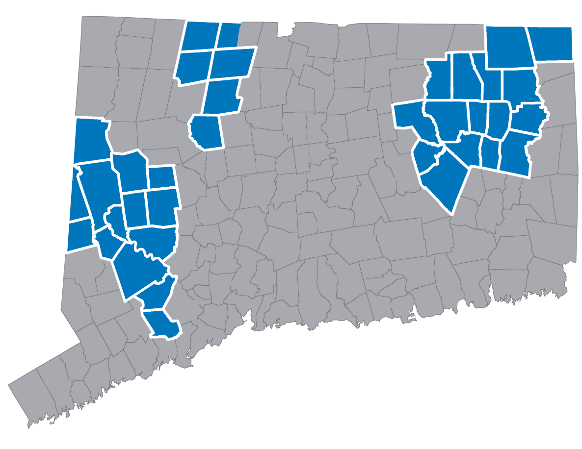 Image of State of CT with Towns Highlighted